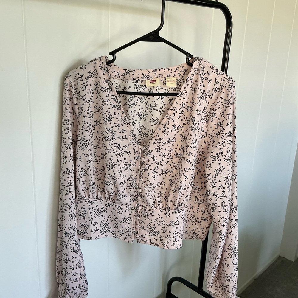 Levi's Pink and Black Crop Blouse